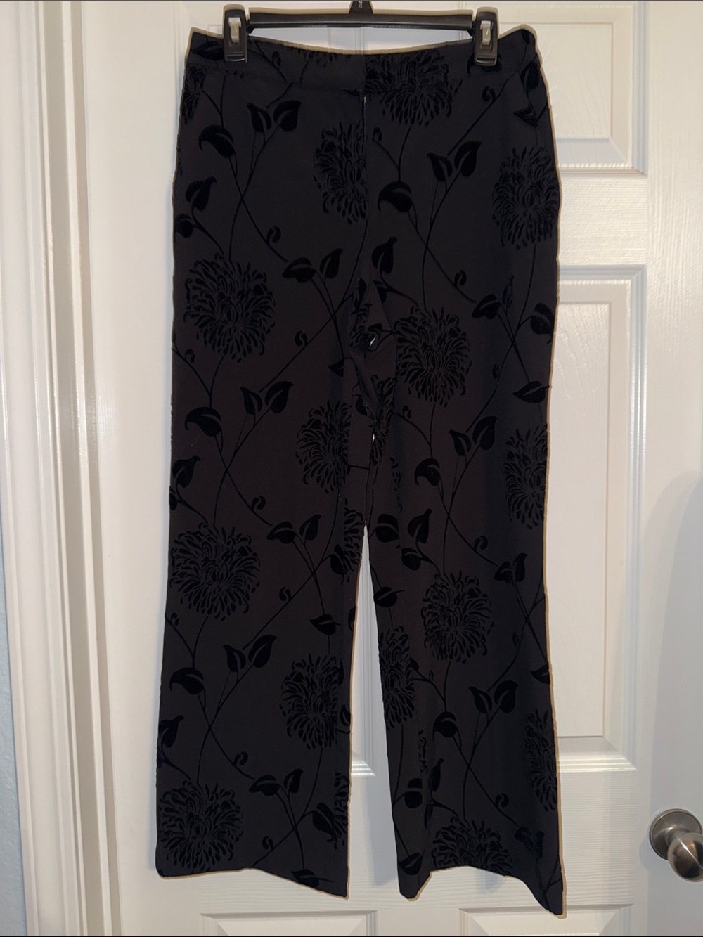 Kenar Black Floral Burnout Wide-Leg Pants
